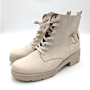 Naturalizer Cabaret Lace-Up Combat Boots Women's Porcelain White Size US11M EU42